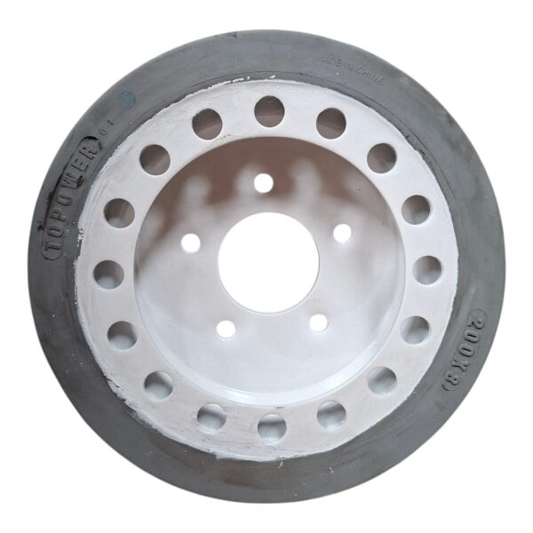 Imagen de WhatsApp 2025-11-19 a las 14.14.11_5bd054f8 LLANTA 12X4 (200X8) NO MANCHANTE CON FRENO SKYJACK TOPOWER